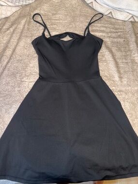 Little Black Spaghetti-Strap Mini Dress with Sweetheart Cutout